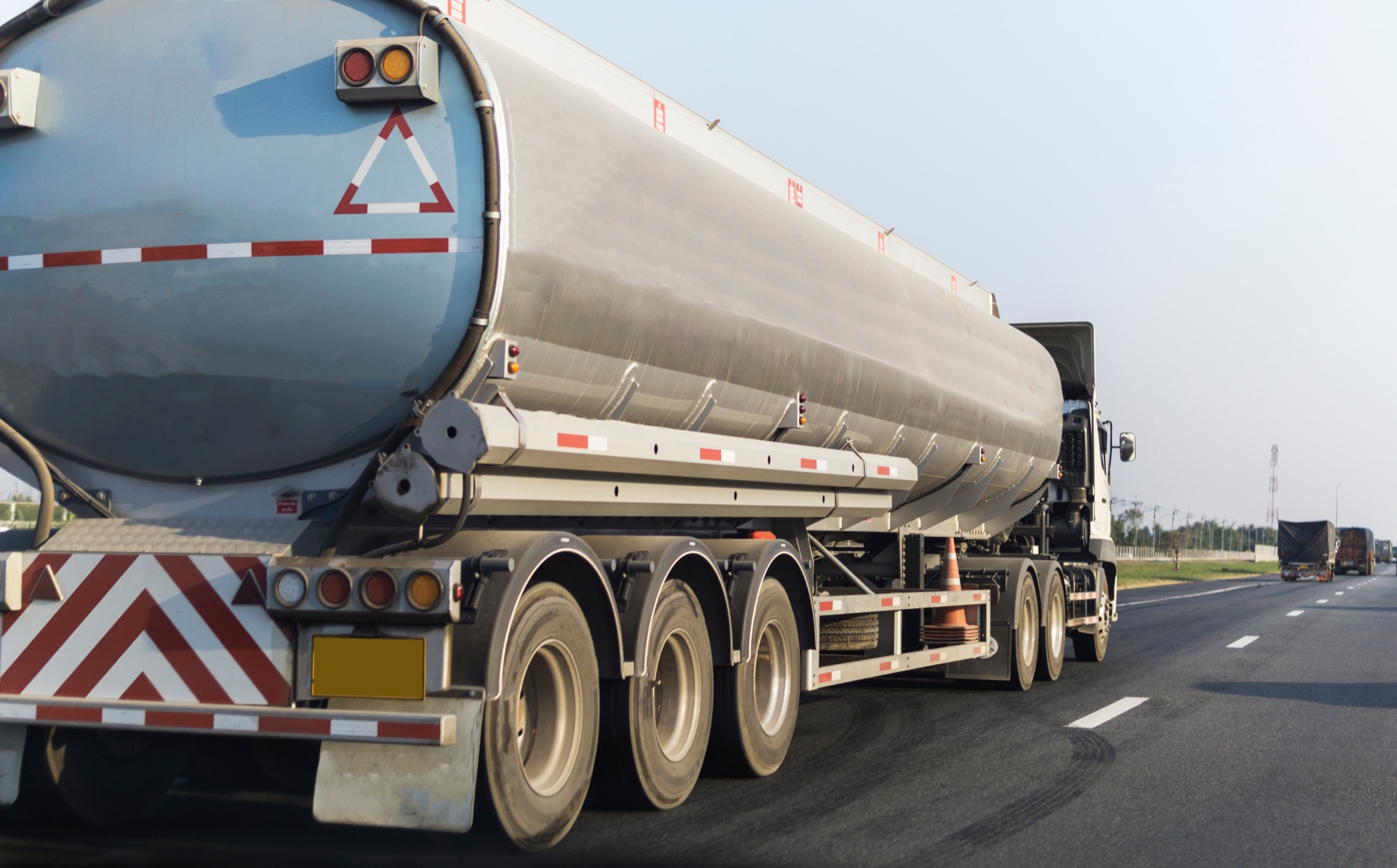 Road tanker transporting fuel