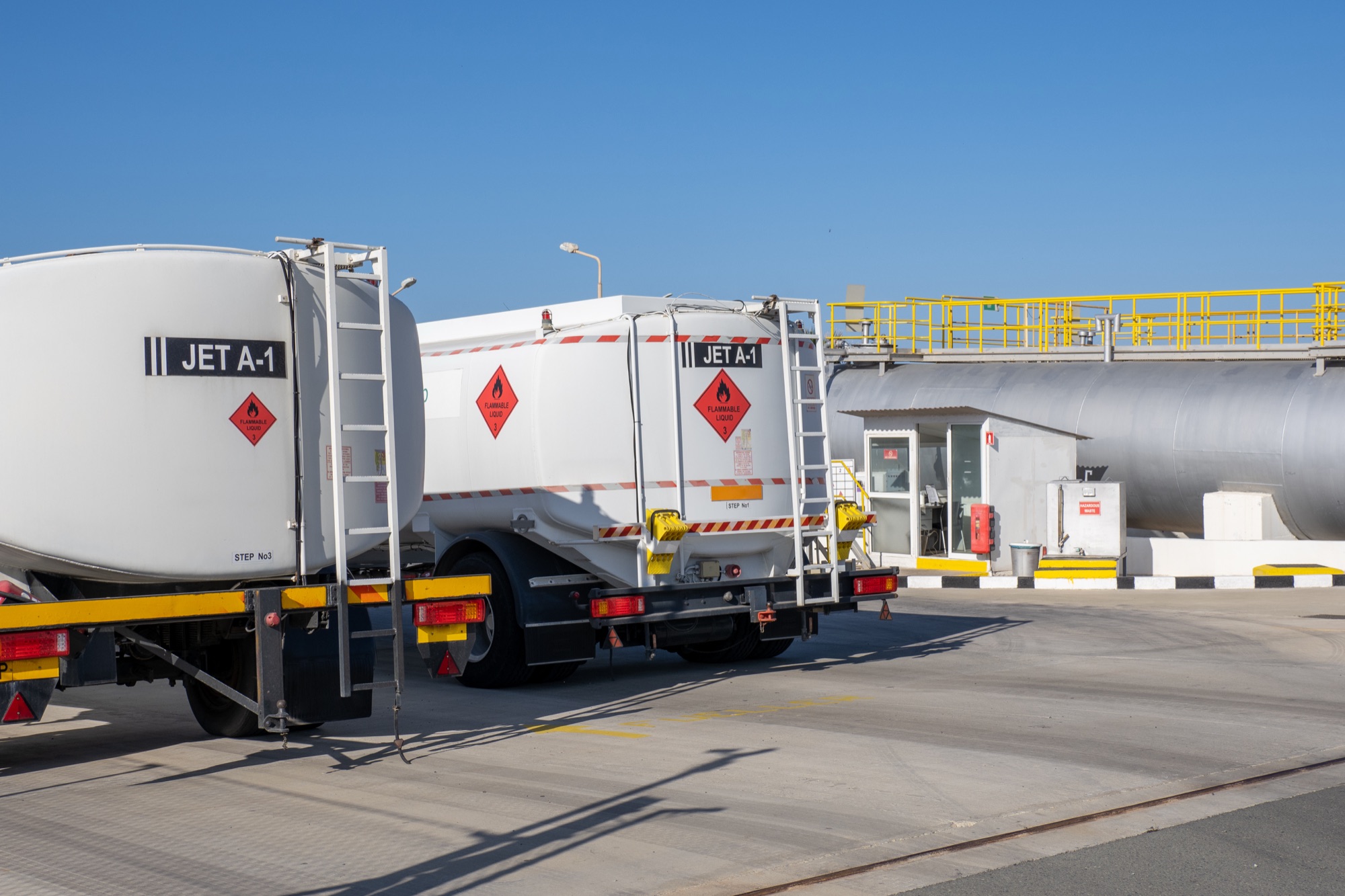 Jet A-1 refuelling equipment at an airport fuel terminal