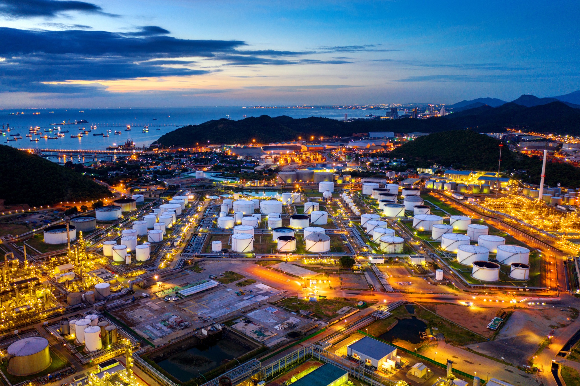 Refinery installation at twilight